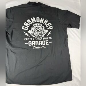 Gas Monkey Garage Men's Charcoal Button Down Shirt with sweet Logo
